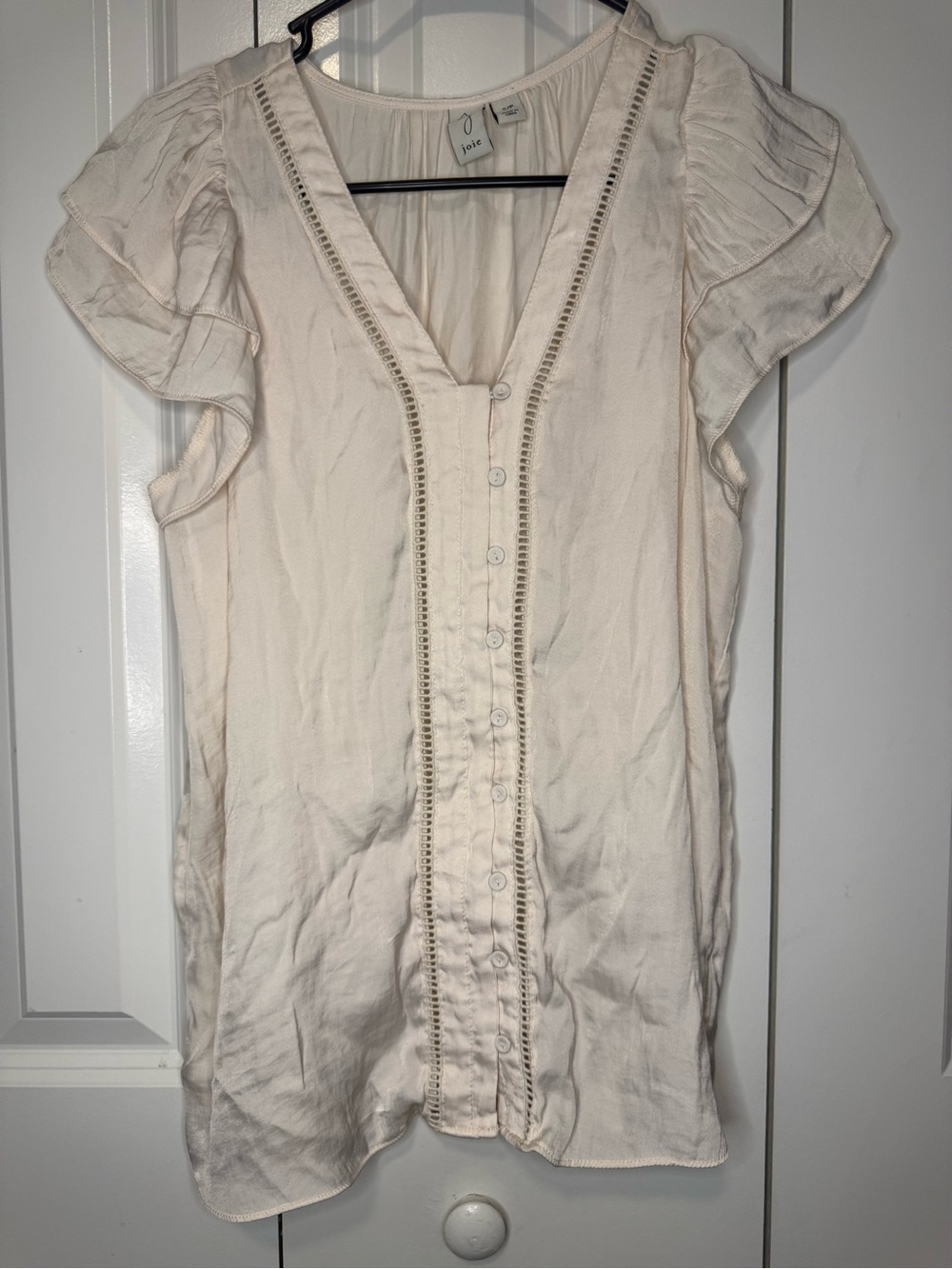 Joie Women’s Cream Button-Front Flutter Sleeve Blouse